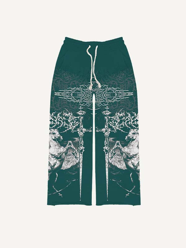 Figure&Horse&Wing&Graphic Print Elastic Waist Pants