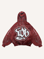 Angel&Pray&Letter Faux Decal Print Slant Pockets Hoodie