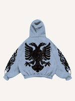 Eagle Graphic Print Slant Pockets Hoodie