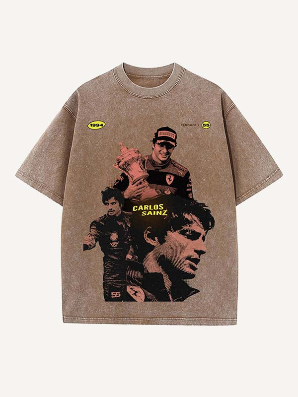 Carlos Sainz Print Round Neck T-shirt