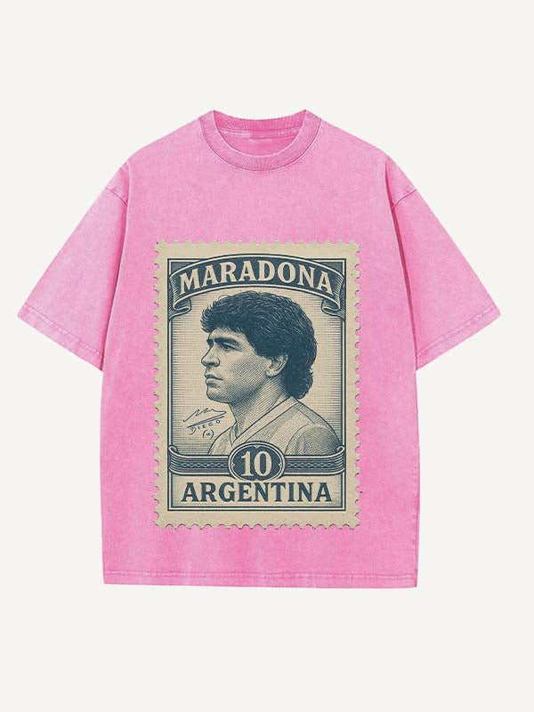 Diego Maradona Print Round Neck T-shirt