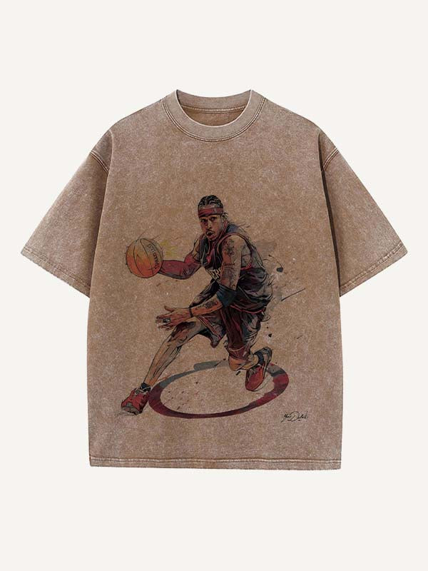 Allen Iverson Print Round Neck T-shirt