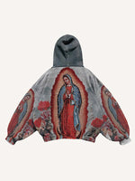 Mary&Pray&Floral Print Slant Pockets Hoodie