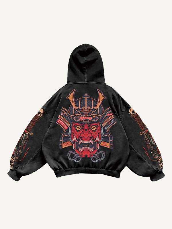 Ghost General&Dagger Print Slant Pockets Hoodie