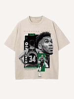 Giannis Antetokounmpo Print Round Neck T-shirt