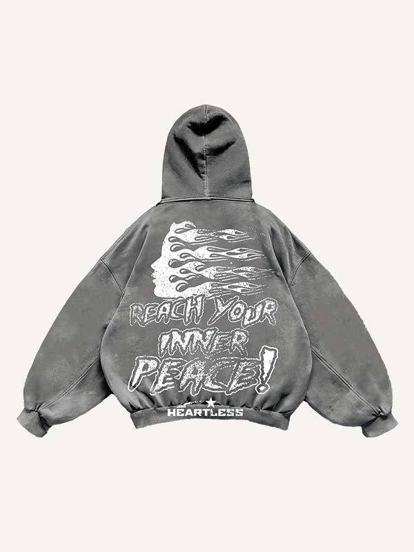 Heartless Skeleton Print Slant Pockets Hoodie