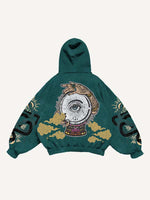 Eye&Cloud&Snake&Palm&Graphic Print Slant Pockets Hoodie