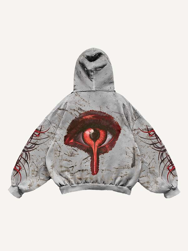 Eye&Graphic Print Slant Pockets Hoodie