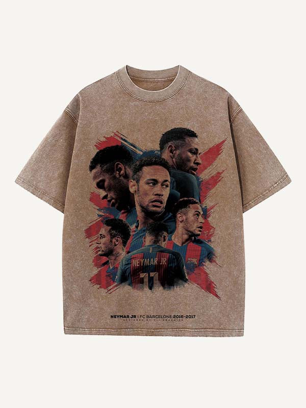 Neymar Print Round Neck T-shirt