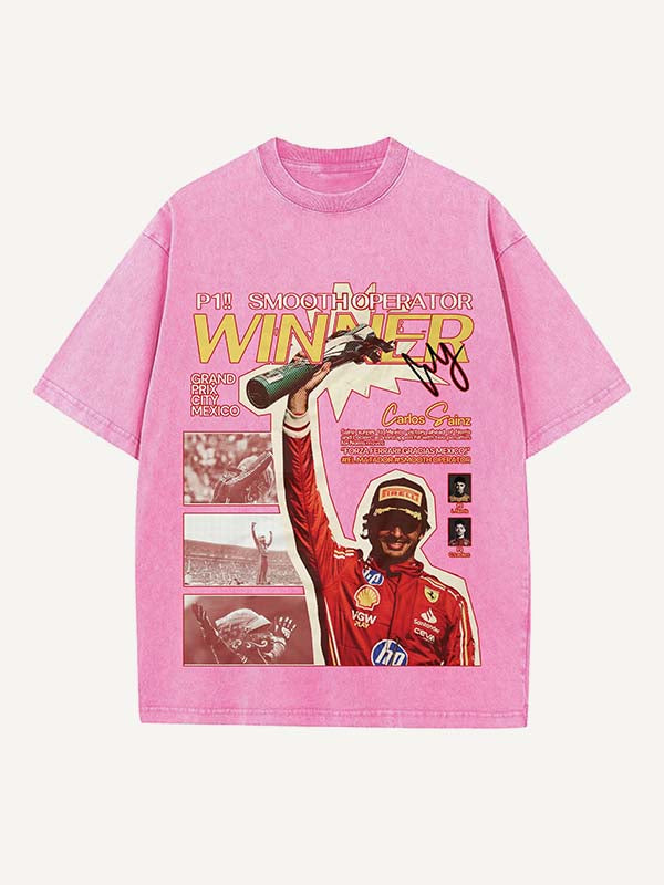 Carlos Sainz Print Round Neck T-shirt