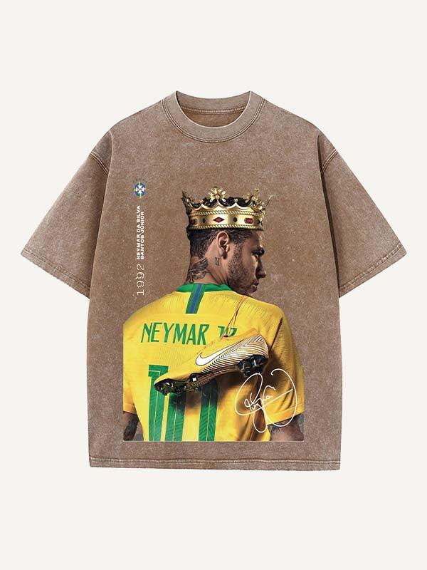 Neymar Print Round Neck T-shirt