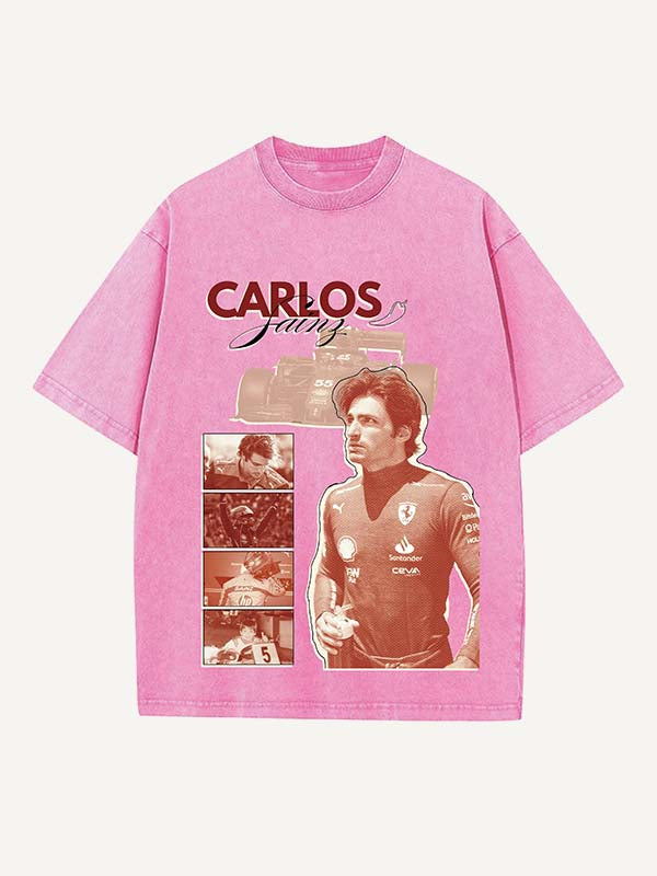 Carlos Sainz Print Round Neck T-shirt