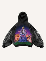Halloween Beetlejuice Print Slant Pockets Hoodie