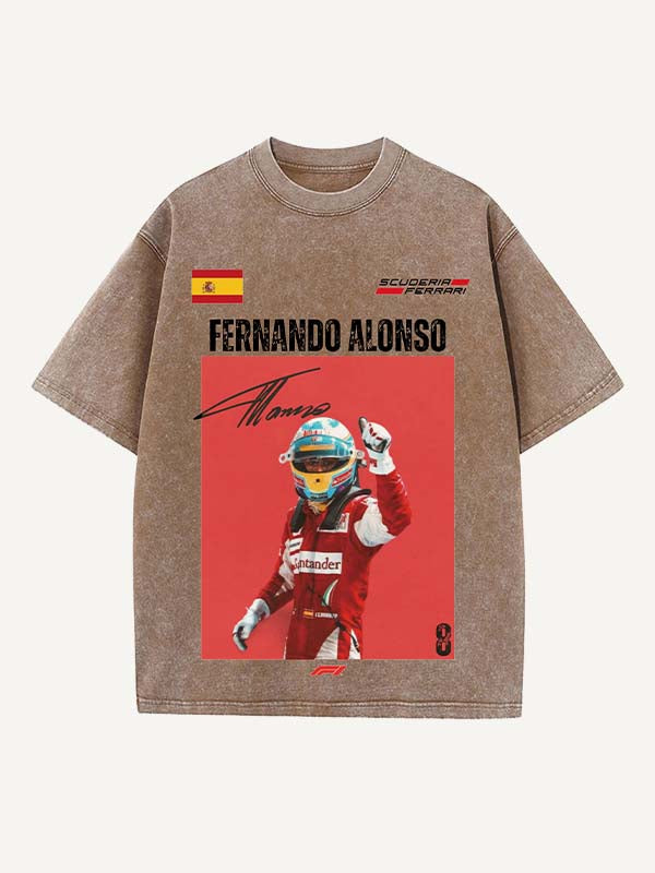 Fernando Alonso Print Round Neck T-shirt