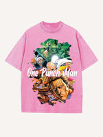 One-Punch Man Print Round Neck T-shirt