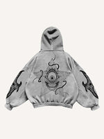 Evil Star&Eye&Graphic Print Slant Pockets Hoodie