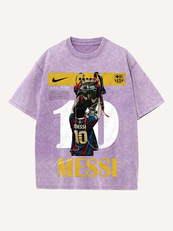 Lionel Messi Print Round Neck T-shirt