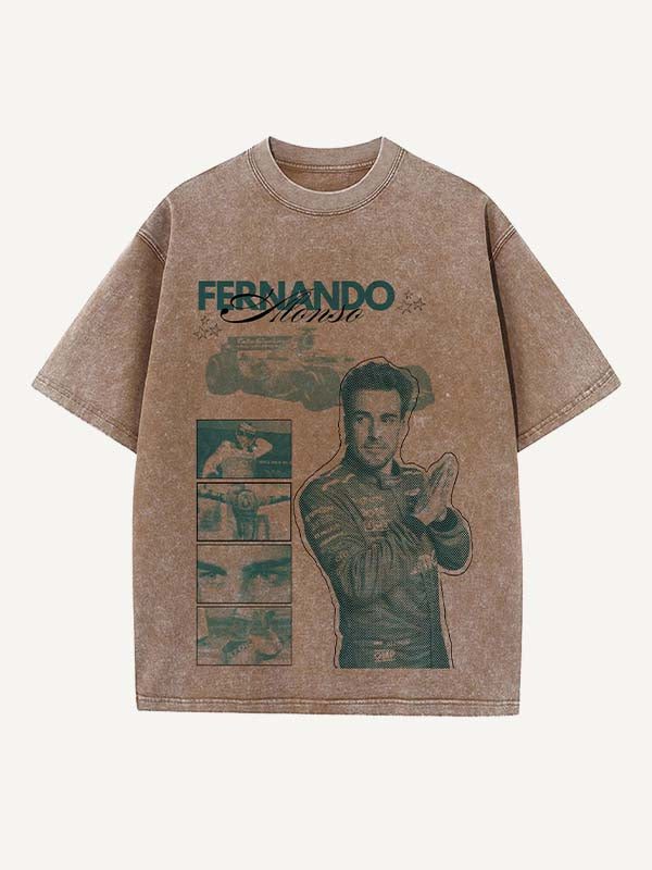 Fernando Alonso Print Round Neck T-shirt