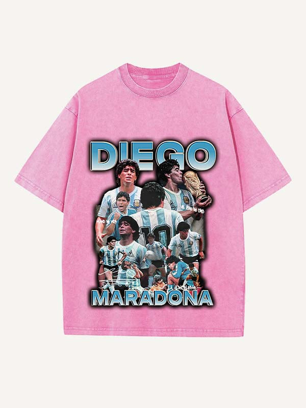 Diego Maradona Print Round Neck T-shirt