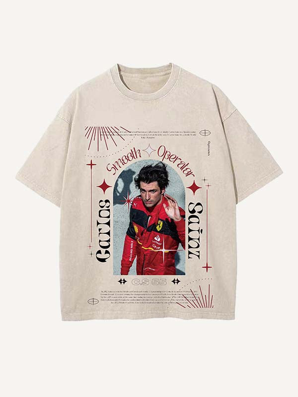 Carlos Sainz Print Round Neck T-shirt