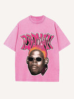 Dennis Rodman Print Round Neck T-shirt