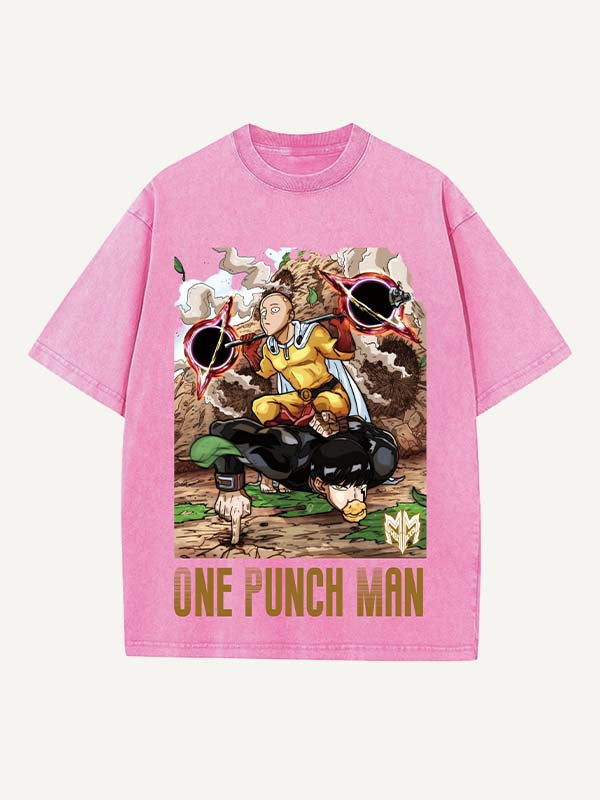 One-Punch Man Print Round Neck T-shirt