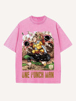 One-Punch Man Print Round Neck T-shirt