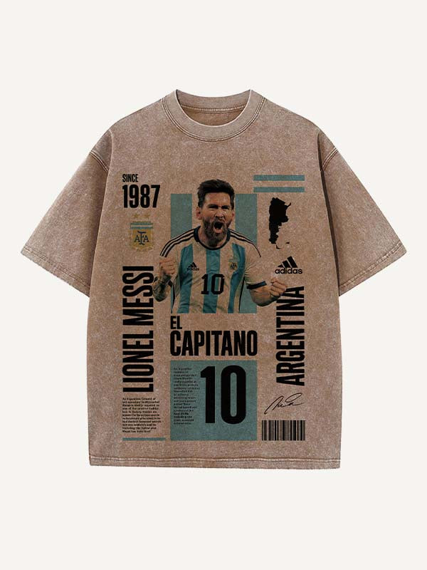Lionel Messi Print Round Neck T-shirt