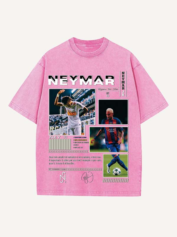 Neymar Print Round Neck T-shirt