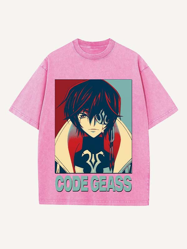Code Geass Print Round Neck T-shirt