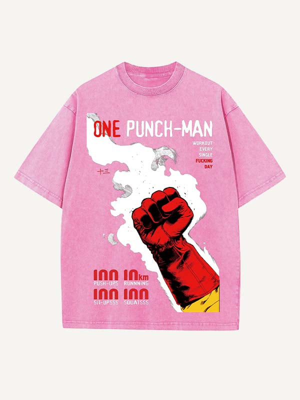 One-Punch Man Print Round Neck T-shirt