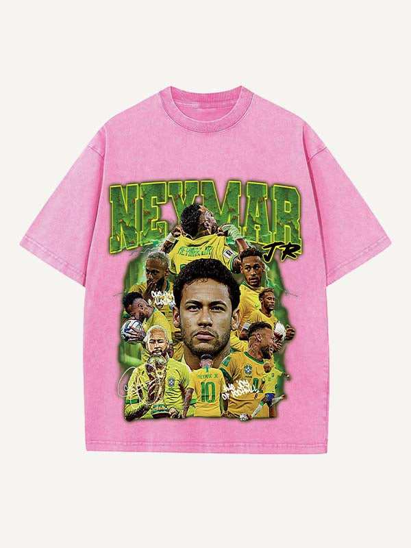 Neymar Print Round Neck T-shirt