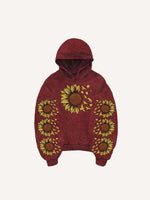 Floral&Pigeon Print Slant Pockets Hoodie