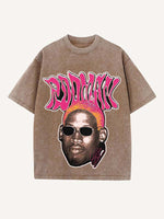 Dennis Rodman Print Round Neck T-shirt