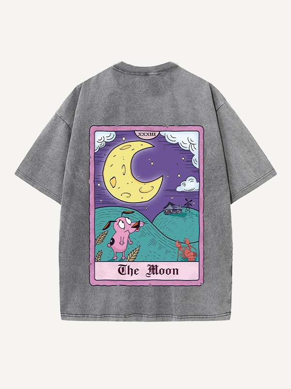 Distressed Washed Graphic&Animal&Letter Print Round Neck T-shirt