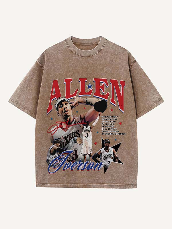 Allen Iverson Print Round Neck T-shirt