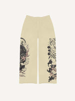 Black Panther&Tiger&Graphic Print Elastic Waist Pants