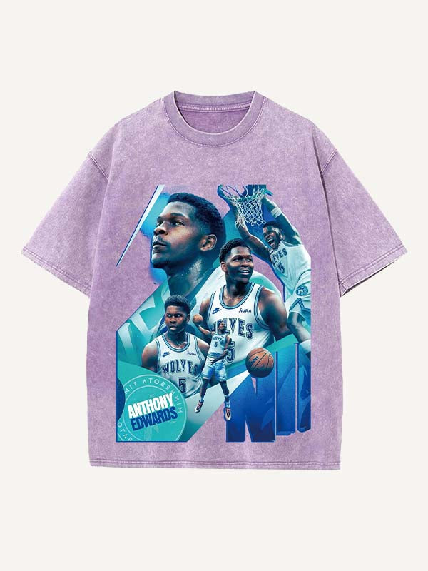 Anthony Edwards Print Round Neck T-shirt