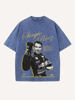 Sergio Perez Print Round Neck T-shirt