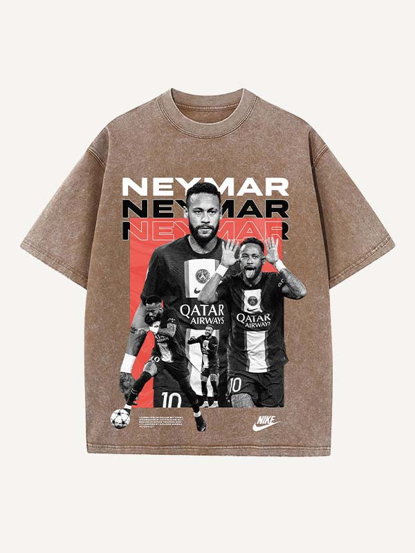 Neymar Print Round Neck T-shirt