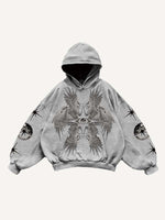 Wing&Eye&Graphic Print Slant Pockets Hoodie