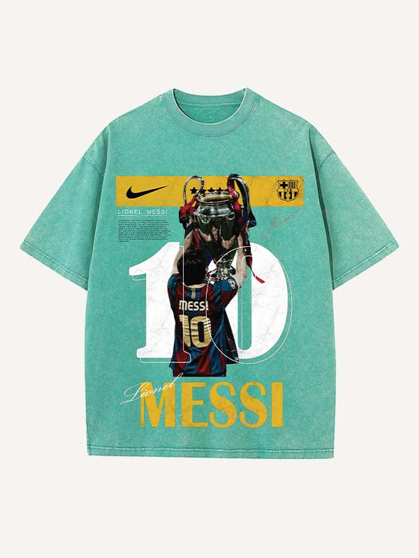 Lionel Messi Print Round Neck T-shirt