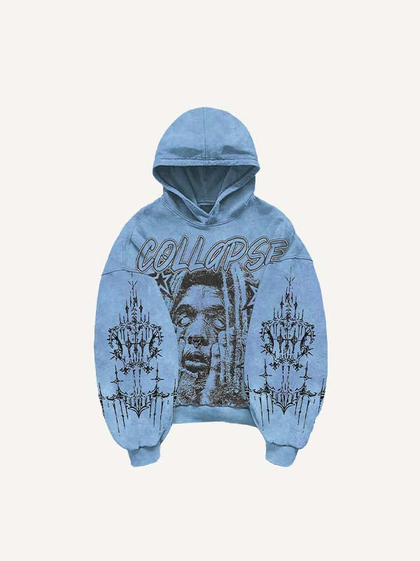 Figure&Star Graphic Print Slant Pockets Hoodie