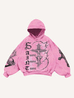 Jesus&Mary&Cross&Wing&Heart&Letter&Graphic Print Slant Pockets Hoodie