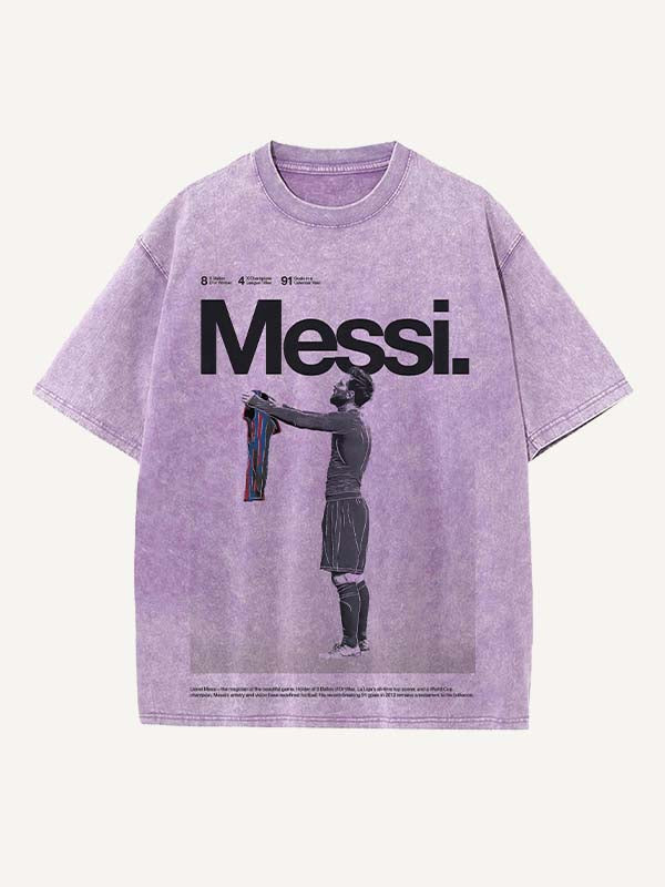 Lionel Messi Print Round Neck T-shirt