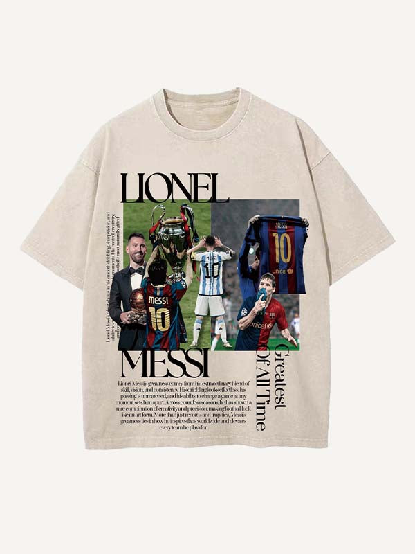 Lionel Messi Print Round Neck T-shirt