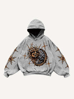 Evil Sun&Moon&Graphic Print Slant Pockets Hoodie