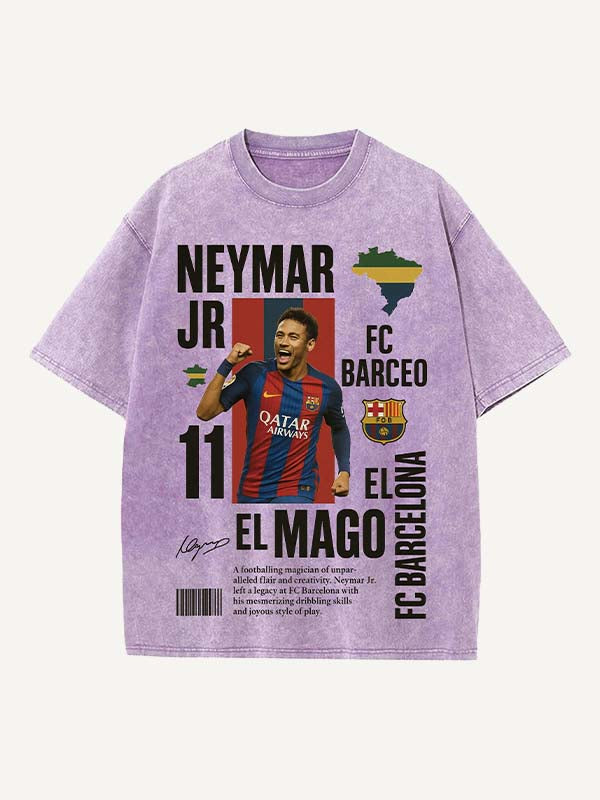Neymar Print Round Neck T-shirt