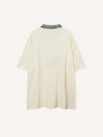 Letter&Star Patches Denim Lapel Polo Shirt