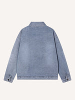 Distressed Washed Letter Embroidery Denim Jacket